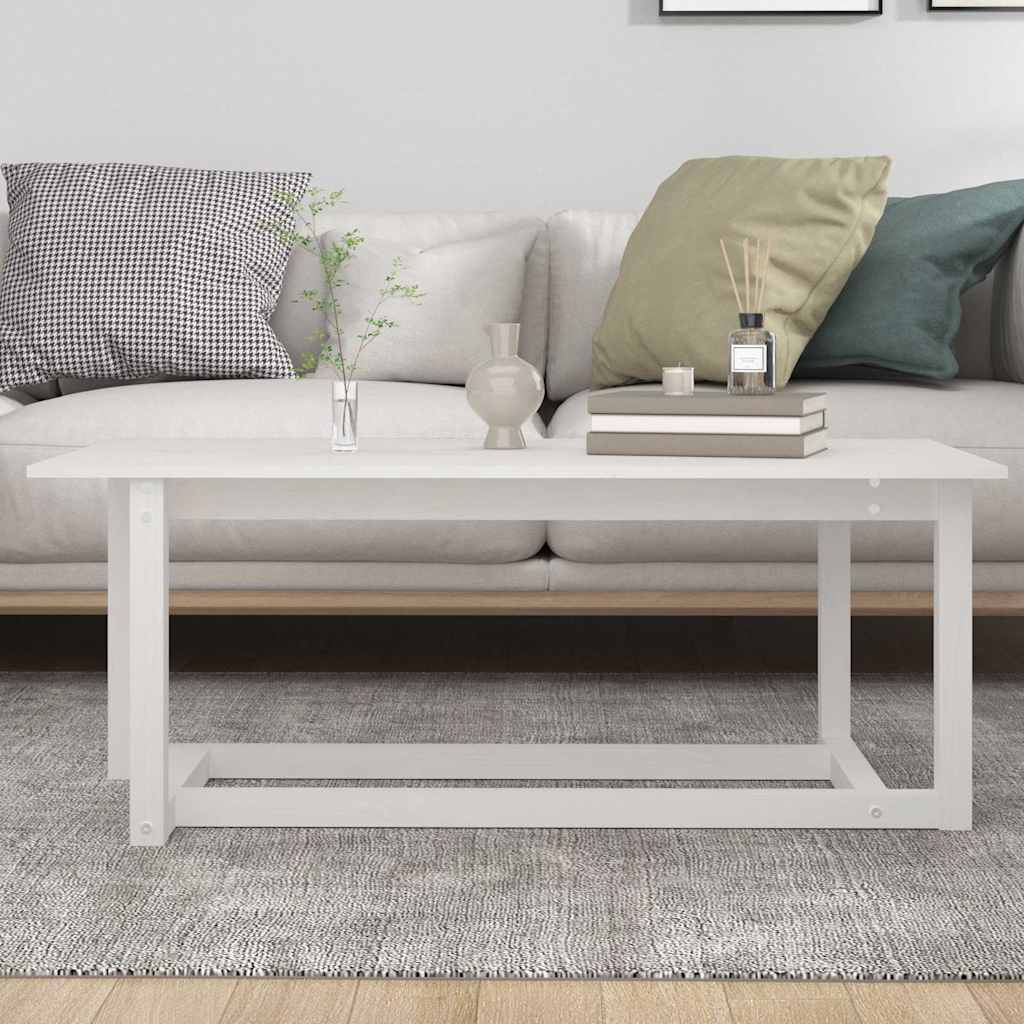 vidaXL Coffee Table White 110x55x45 cm Solid Wood Pine 5