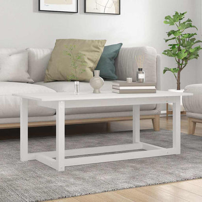 vidaXL Coffee Table White 110x55x45 cm Solid Wood Pine 1