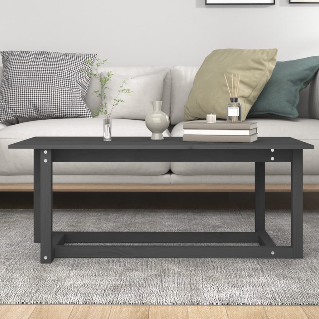 vidaXL Coffee Table Grey 110x55x45 cm Solid Wood Pine 5