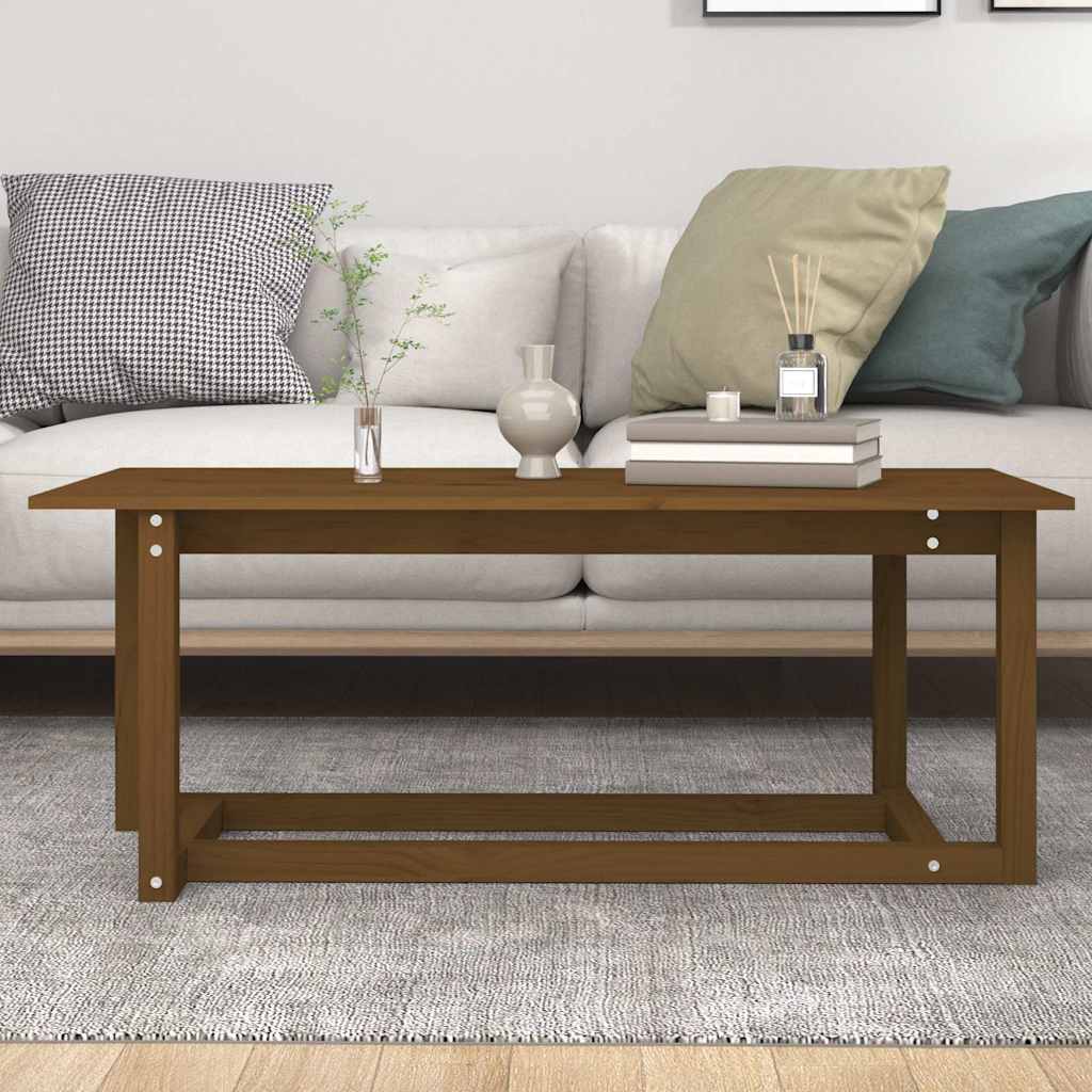 vidaXL Coffee Table Honey Brown 110x55x45 cm Solid Wood Pine 5