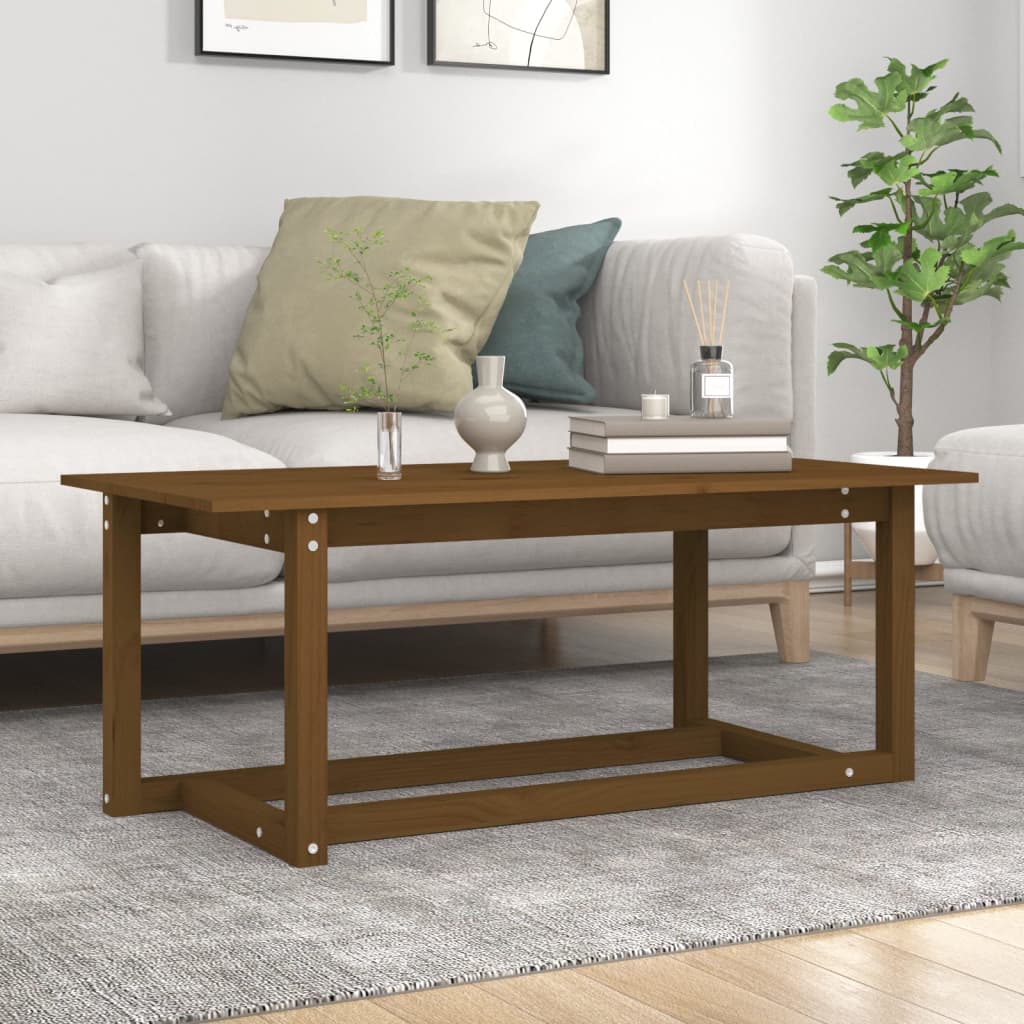 vidaXL Coffee Table Honey Brown 110x55x45 cm Solid Wood Pine 1