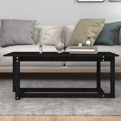 vidaXL Coffee Table Black 110x55x45 cm Solid Wood Pine 5