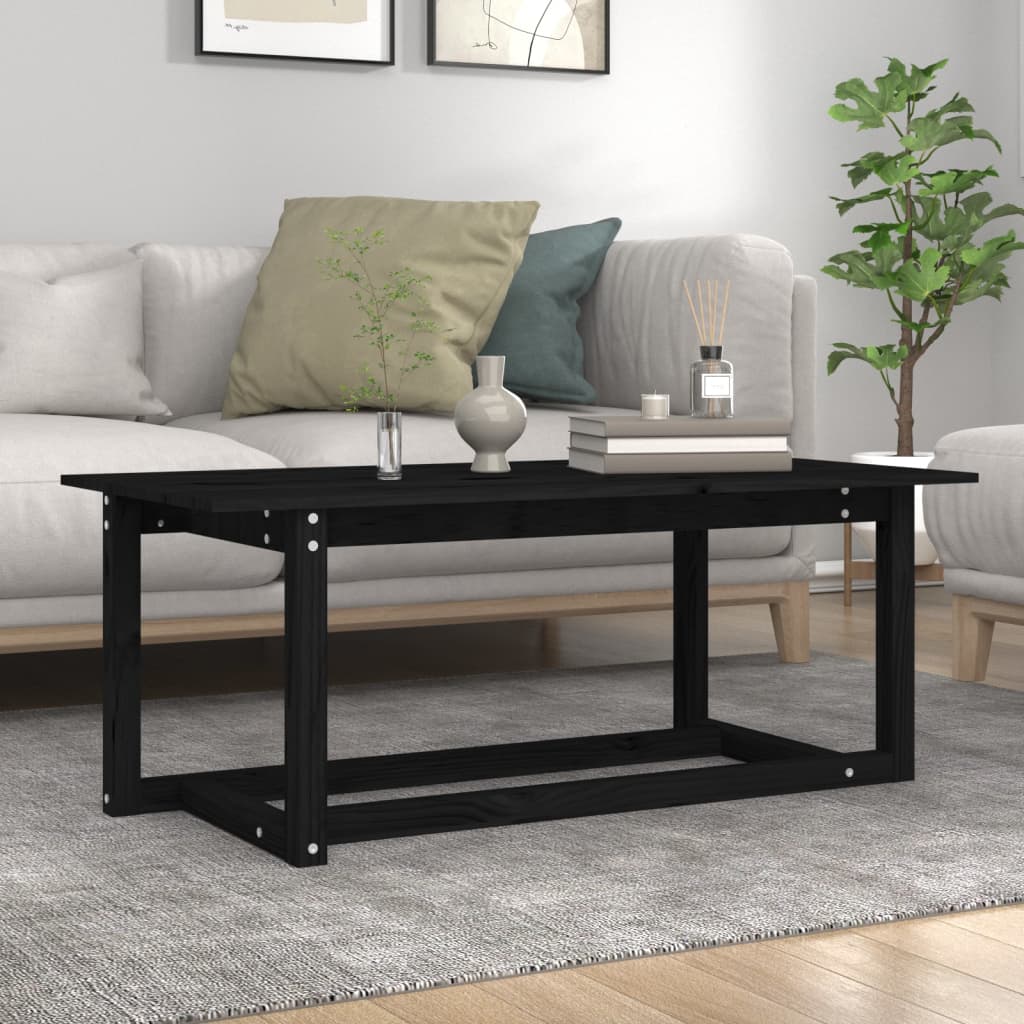 vidaXL Coffee Table Black 110x55x45 cm Solid Wood Pine 1