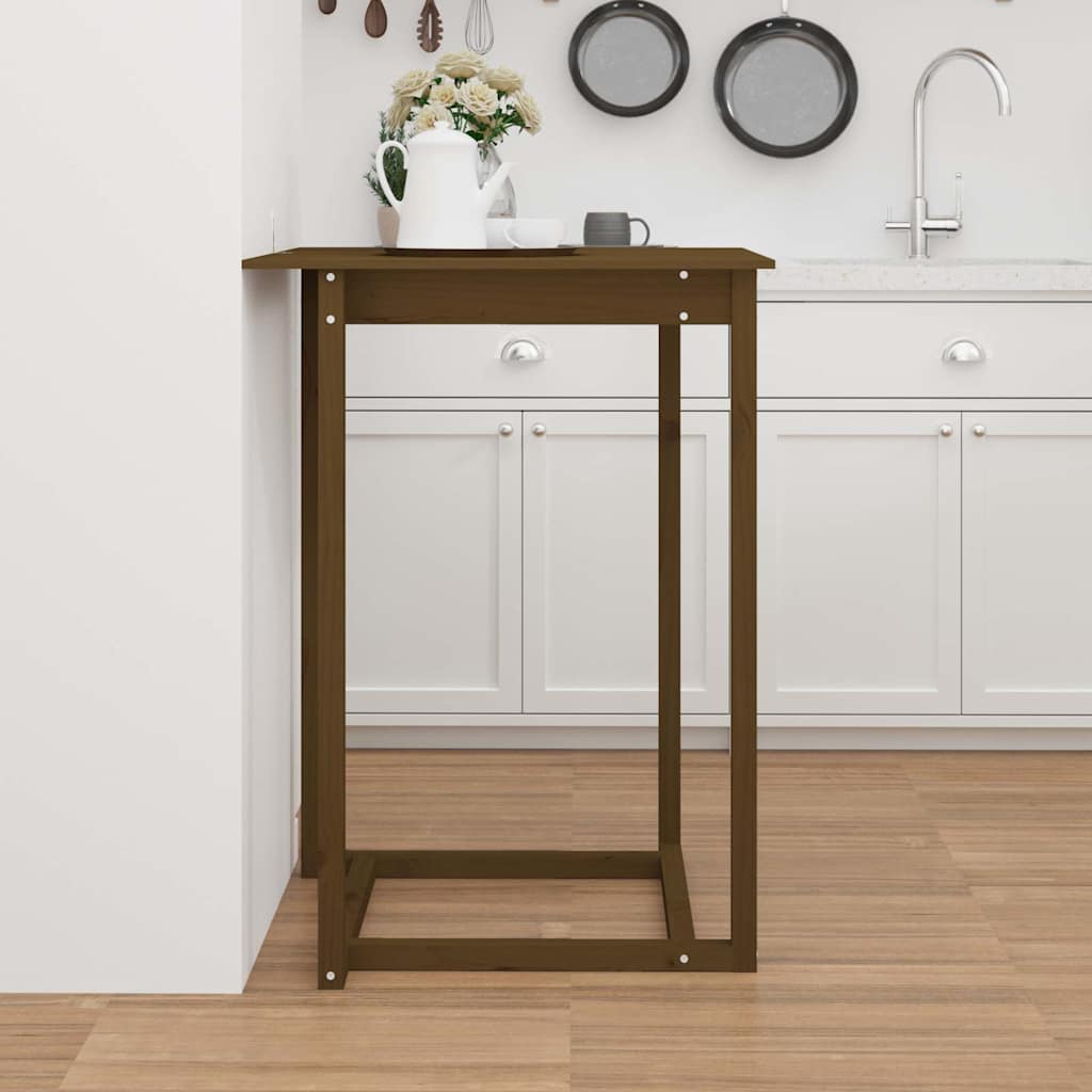 vidaXL Bar Table Honey Brown 80x80x110 cm Solid Wood Pine 4