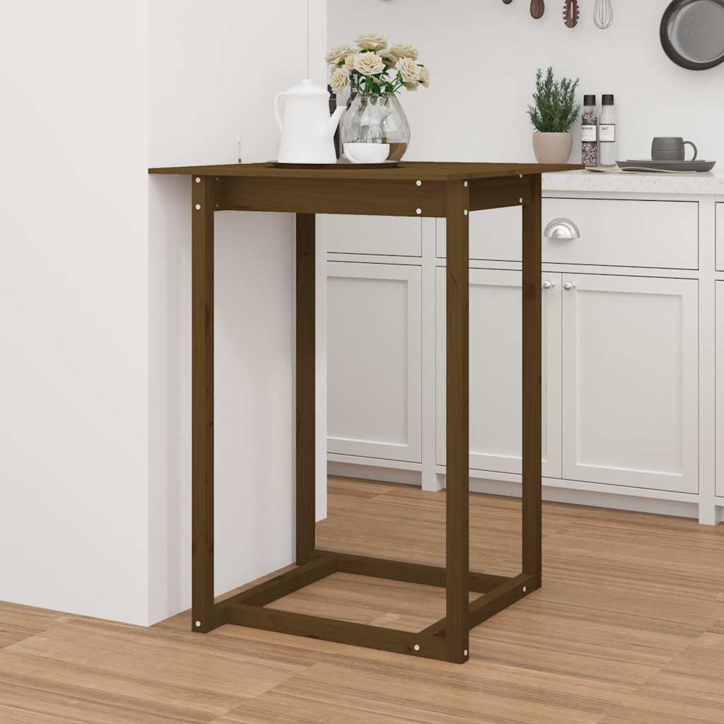 vidaXL Bar Table Honey Brown 80x80x110 cm Solid Wood Pine 1