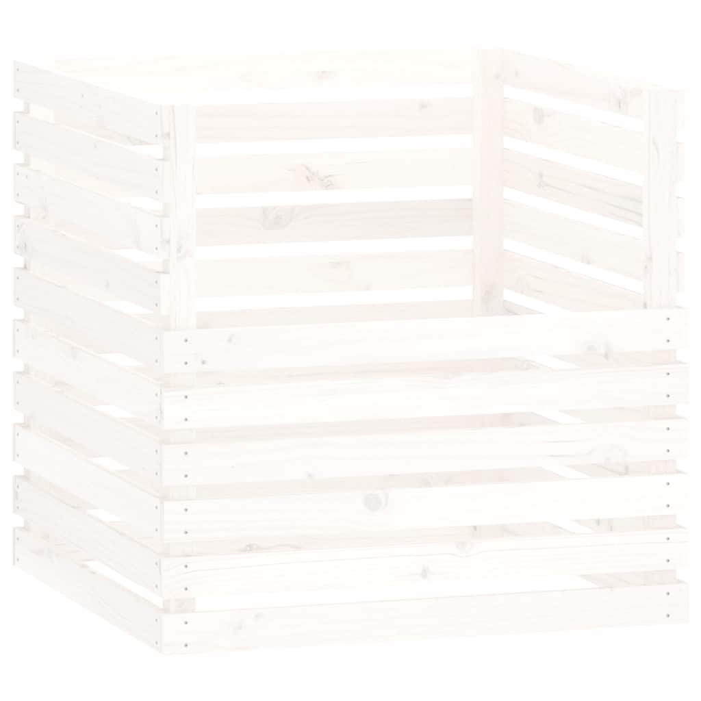 vidaXL Composter White 80x80x78 cm Solid Wood Pine 2
