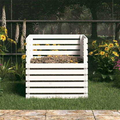 vidaXL Composter White 80x80x78 cm Solid Wood Pine 3
