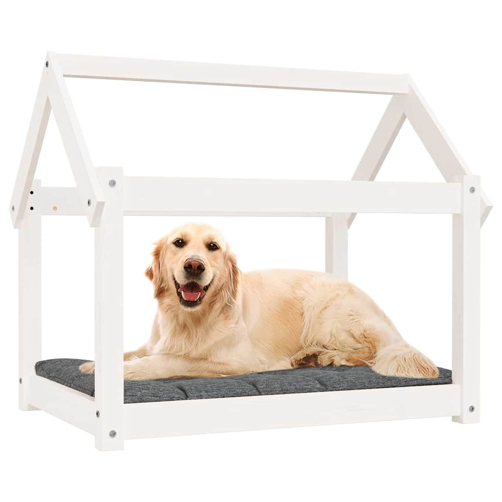 vidaXL Dog Bed White 81x60x70 cm Solid Wood Pine 4