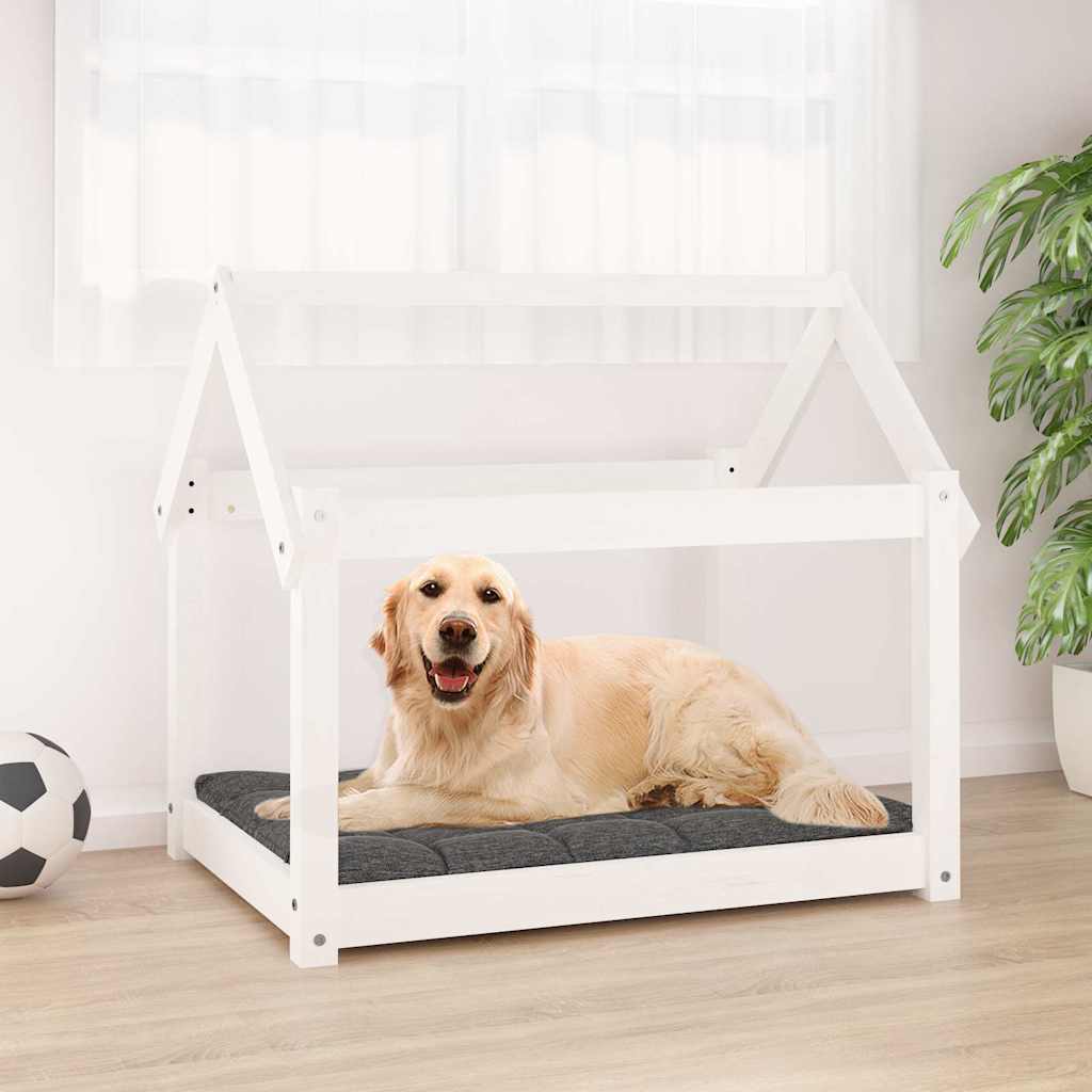 vidaXL Dog Bed White 81x60x70 cm Solid Wood Pine 1