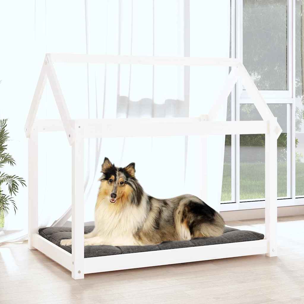 vidaXL Dog Bed White 101x70x90 cm Solid Wood Pine 3