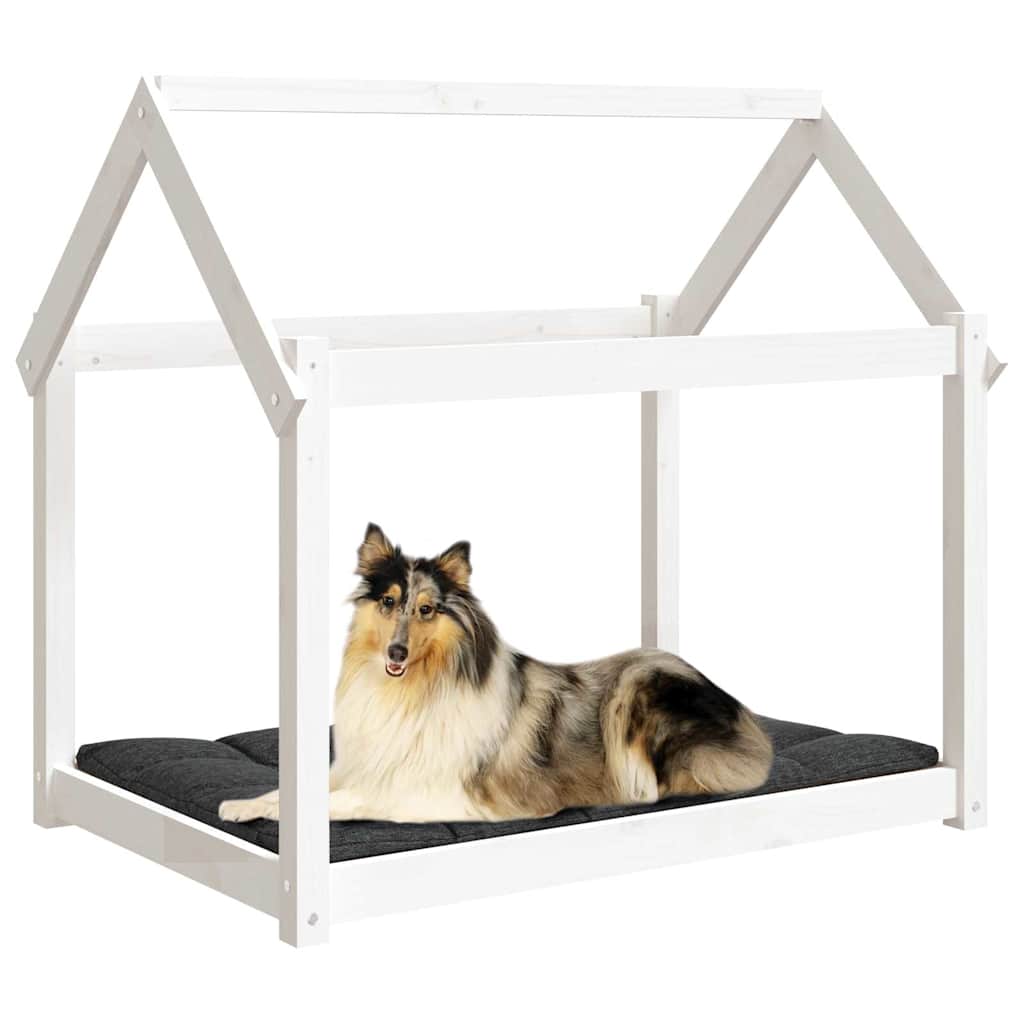 vidaXL Dog Bed White 101x70x90 cm Solid Wood Pine 4