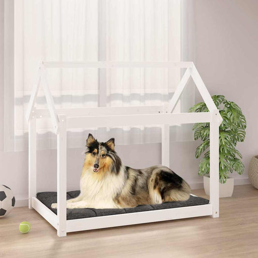 vidaXL Dog Bed White 101x70x90 cm Solid Wood Pine 1