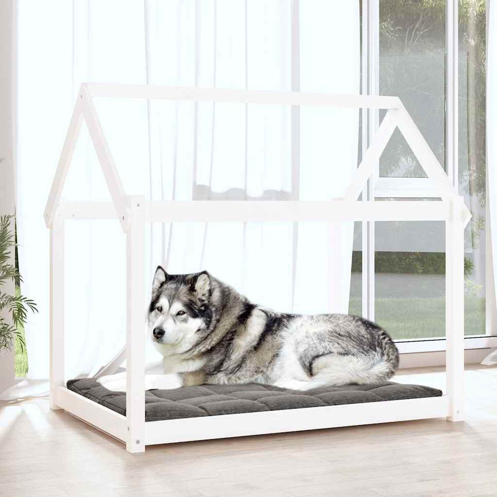 vidaXL Dog Bed White 111x80x100 cm Solid Wood Pine 3