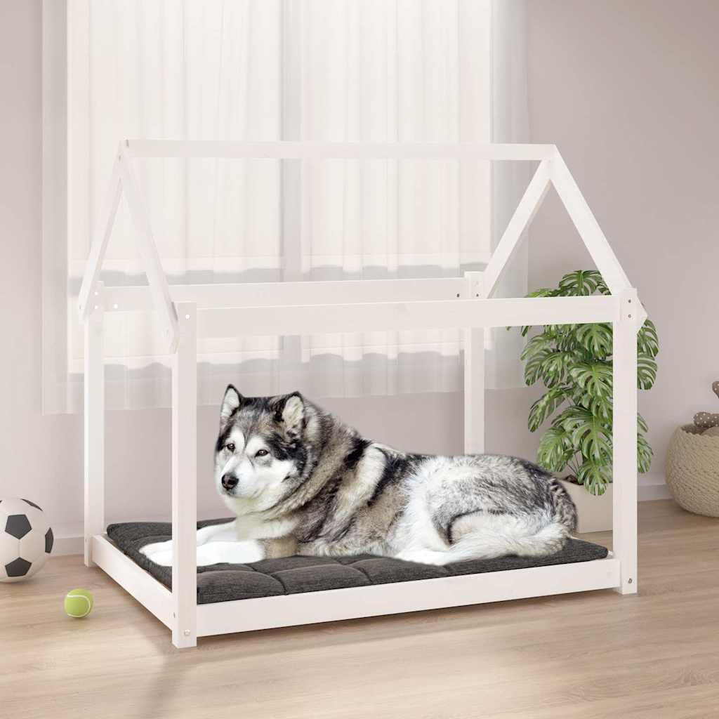 vidaXL Dog Bed White 111x80x100 cm Solid Wood Pine 1