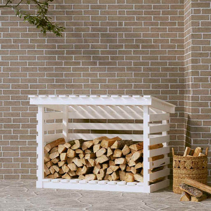 vidaXL Firewood Rack White 108x73x79 cm Solid Wood Pine 1