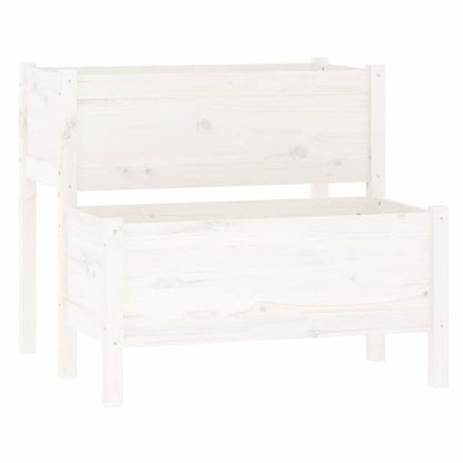 vidaXL Planter White 84.5x84x75 cm Solid Wood Pine 2