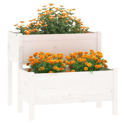 vidaXL Planter White 84.5x84x75 cm Solid Wood Pine 3