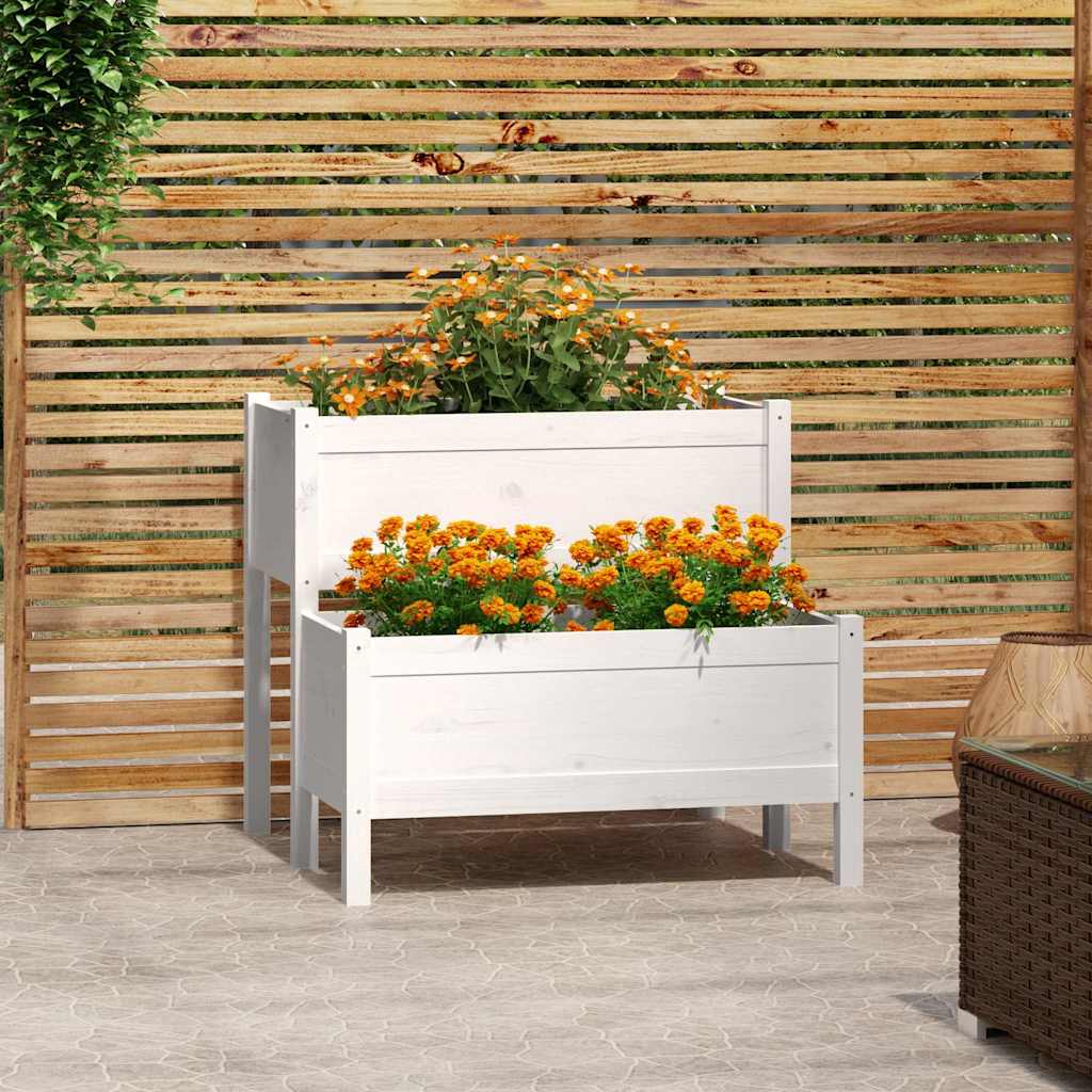 vidaXL Planter White 84.5x84x75 cm Solid Wood Pine 1