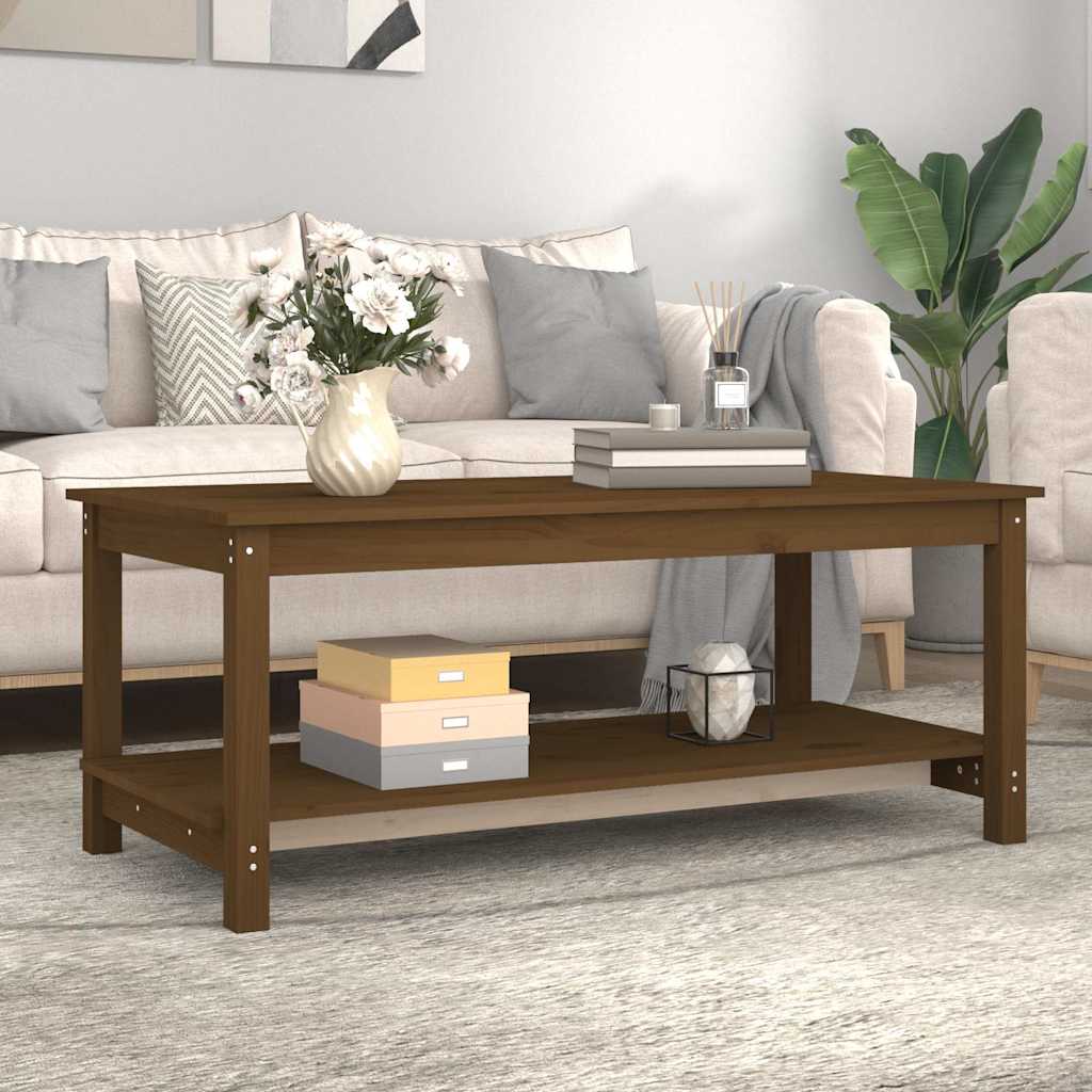vidaXL Coffee Table Honey Brown 110x55x45 cm Solid Wood Pine 3