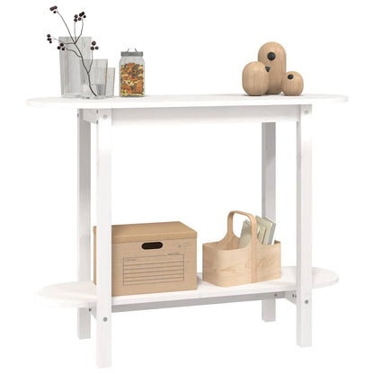 vidaXL Console Table White 110x40x80 cm Solid Wood Pine 4