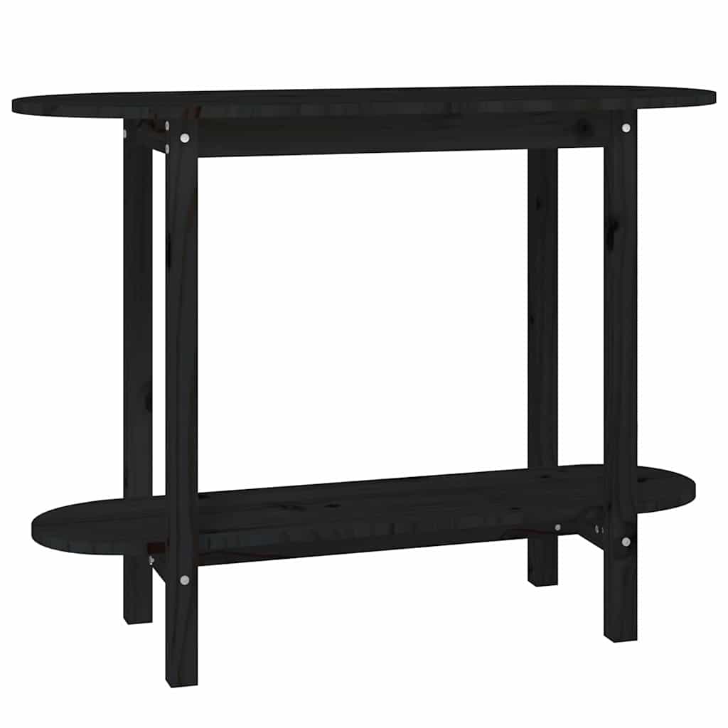 vidaXL Console Table Black 110x40x80 cm Solid Wood Pine 2
