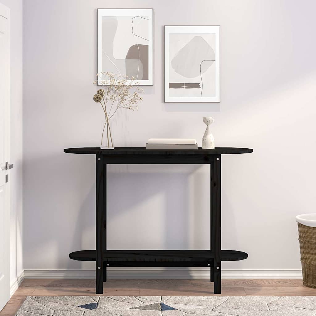 vidaXL Console Table Black 110x40x80 cm Solid Wood Pine 3