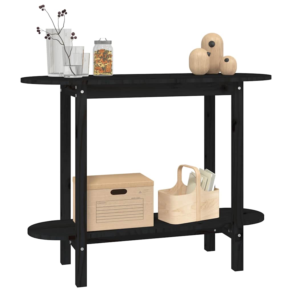 vidaXL Console Table Black 110x40x80 cm Solid Wood Pine 4