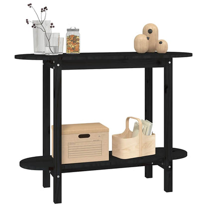 vidaXL Console Table Black 110x40x80 cm Solid Wood Pine 4