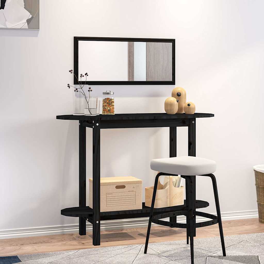 vidaXL Console Table Black 110x40x80 cm Solid Wood Pine 1