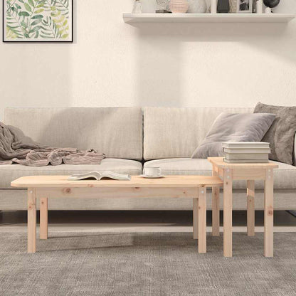 vidaXL 2 Piece Coffee Table Set Solid Wood Pine