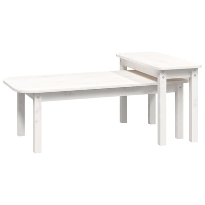 vidaXL 2 Piece Coffee Table Set White Solid Wood Pine 2
