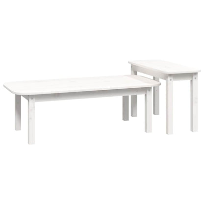 vidaXL 2 Piece Coffee Table Set White Solid Wood Pine 5