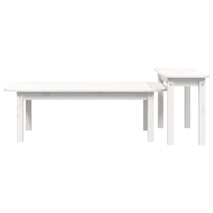 vidaXL 2 Piece Coffee Table Set White Solid Wood Pine 6