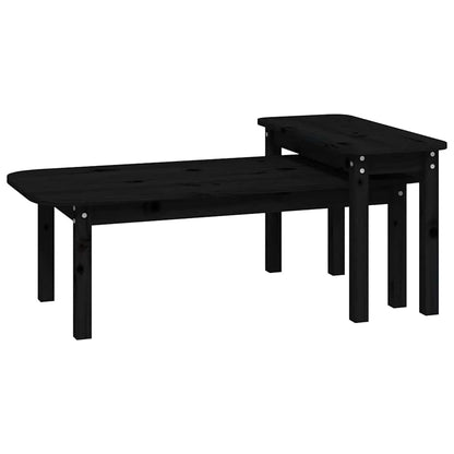 vidaXL 2 Piece Coffee Table Set Black Solid Wood Pine 2
