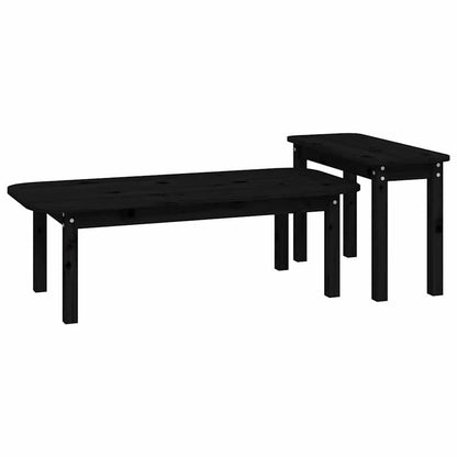 vidaXL 2 Piece Coffee Table Set Black Solid Wood Pine 5