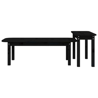 vidaXL 2 Piece Coffee Table Set Black Solid Wood Pine 6