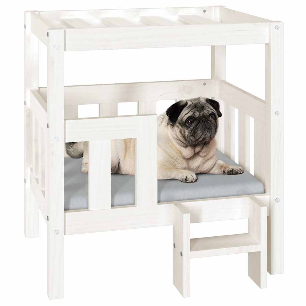 vidaXL Dog Bed White 65.5x50.5x70 cm Solid Wood Pine 4