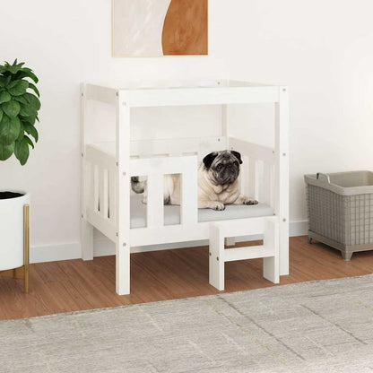 vidaXL Dog Bed White 65.5x50.5x70 cm Solid Wood Pine 1
