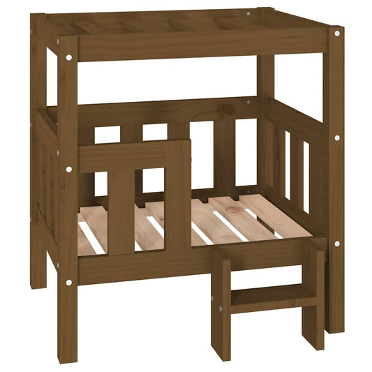 vidaXL Dog Bed | Honey brown | Solid pine wood | Small | Durable | Dog Bed 2
