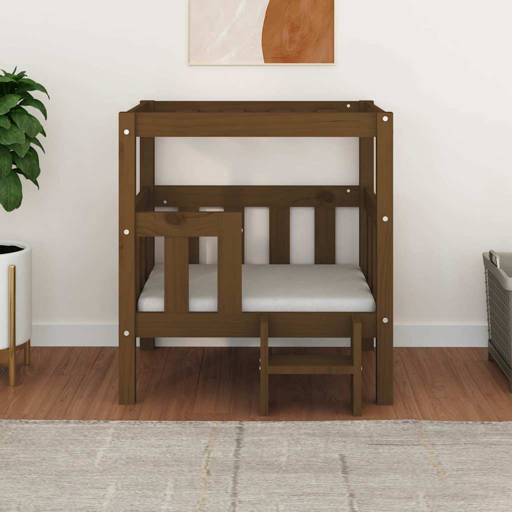 vidaXL Dog Bed | Honey brown | Solid pine wood | Small | Durable | Dog Bed 3
