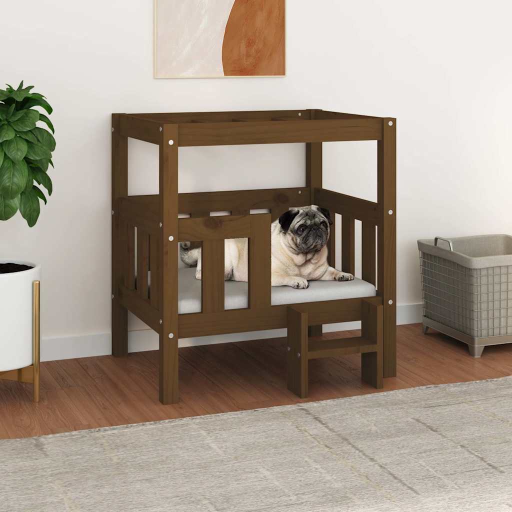 vidaXL Dog Bed | Honey brown | Solid pine wood | Small | Durable | Dog Bed 1