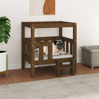 vidaXL Dog Bed | Honey brown | Solid pine wood | Small | Durable | Dog Bed 1