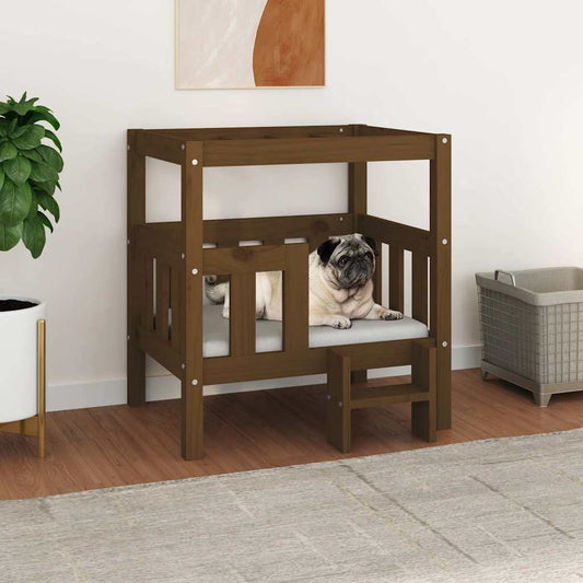 vidaXL Dog Bed | Honey brown | Solid pine wood | Small | Durable | Dog Bed 1