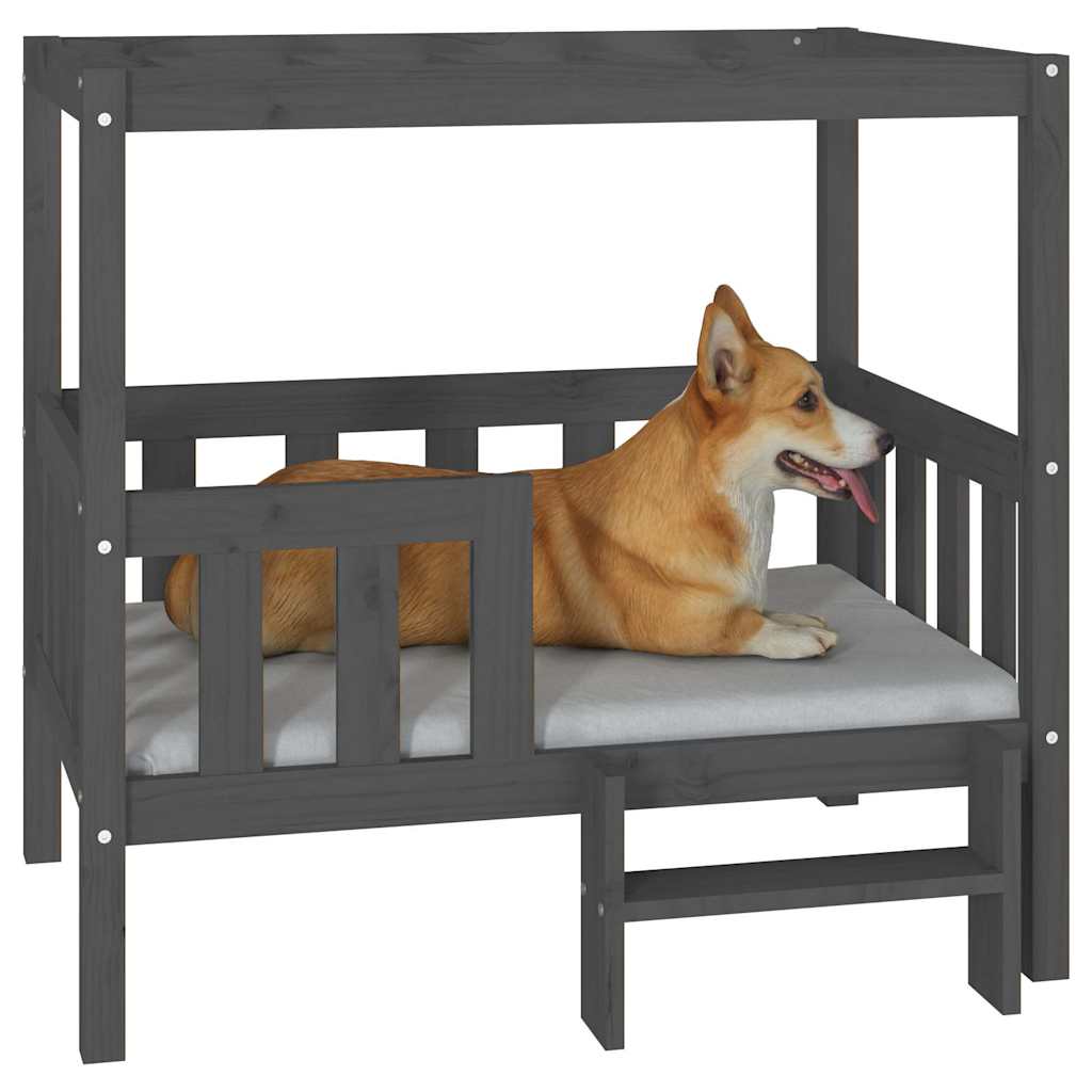 vidaXL Dog Bed Grey 95.5x73.5x90 cm Solid Wood Pine 4