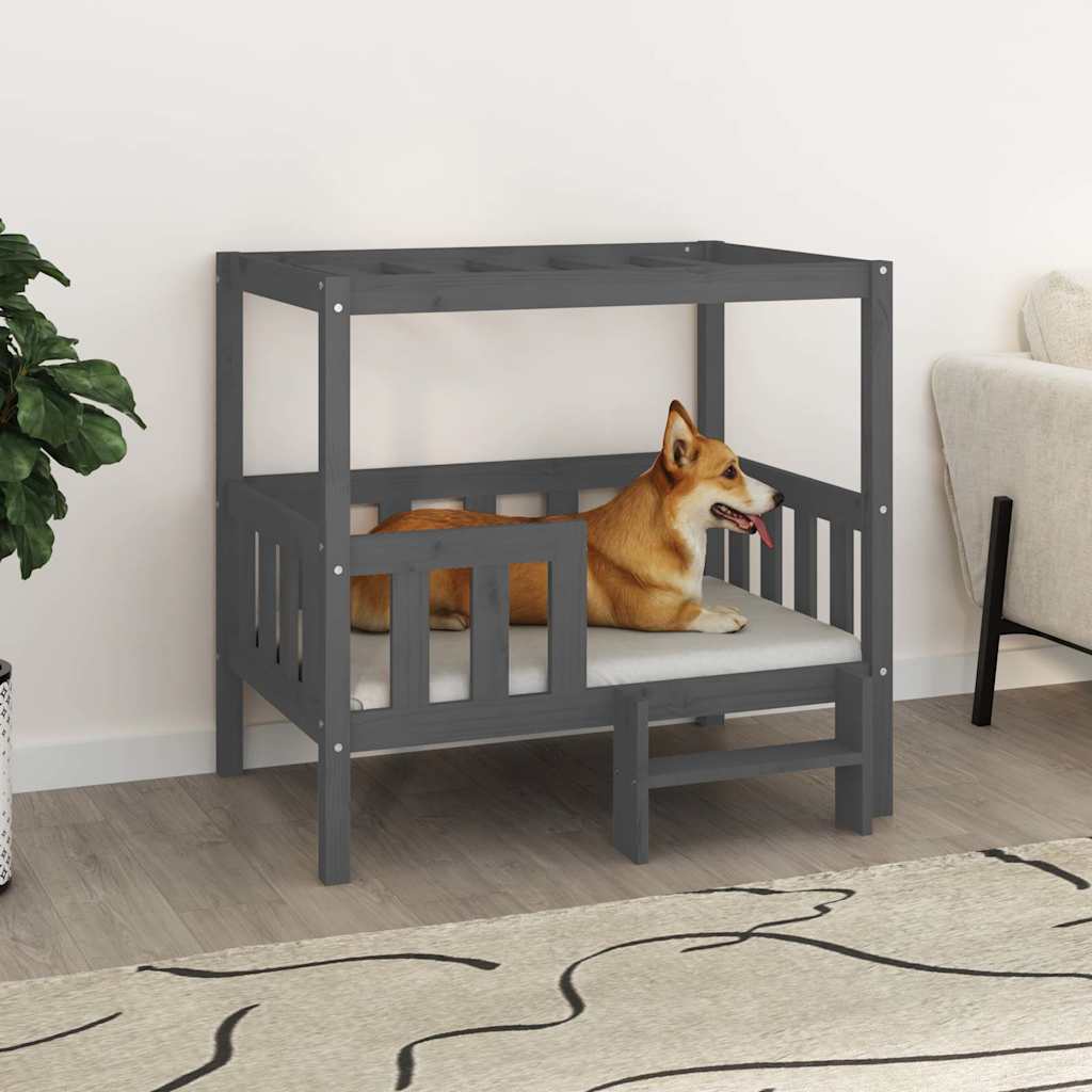 vidaXL Dog Bed Grey 95.5x73.5x90 cm Solid Wood Pine 1
