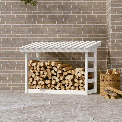vidaXL Firewood Rack White 108x64.5x78 cm Solid Wood Pine 1