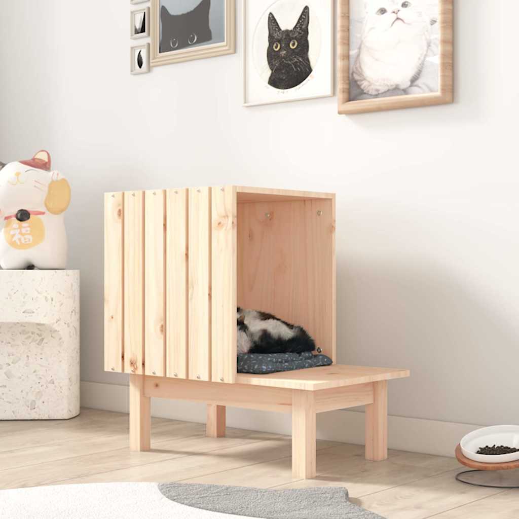 822452 vidaXL Cat House 60x36x60 cm Solid Wood Pine 1
