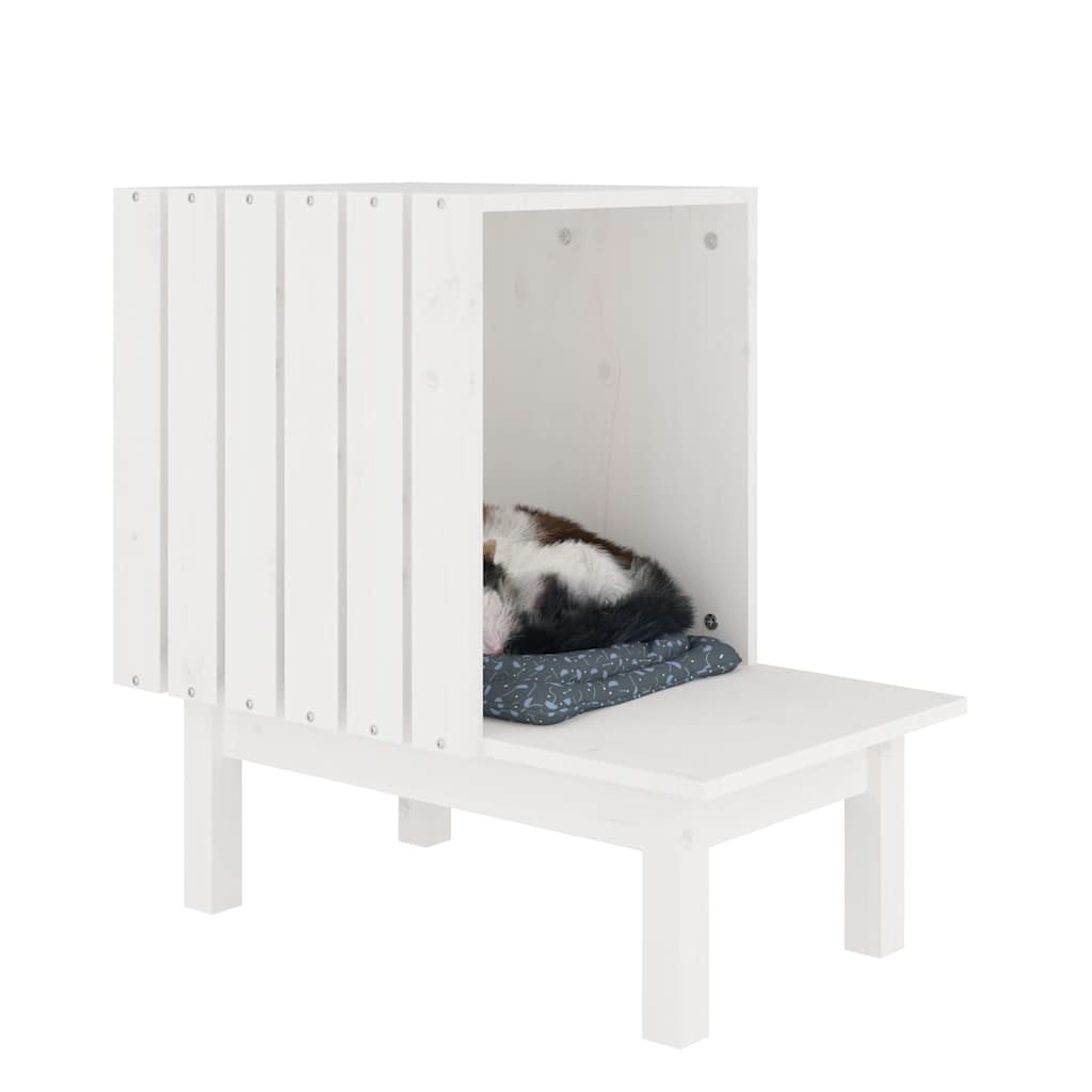 vidaXL Cat House White 60x36x60 cm Solid Wood Pine 6