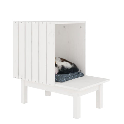 vidaXL Cat House White 60x36x60 cm Solid Wood Pine 6