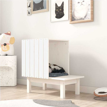 vidaXL Cat House White 60x36x60 cm Solid Wood Pine 1
